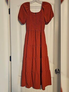 Pretty Garden Women's Swiss Dot Smocked Dress with Pockets